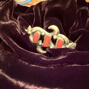 Chimney butts  cuff Elegant Silver and Red Women's Bracelet. Stamped